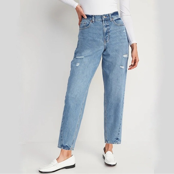 NWT Old Navy distressed ultra high waisted “balloon jean” wide leg jean ❤️ - Picture 1 of 6